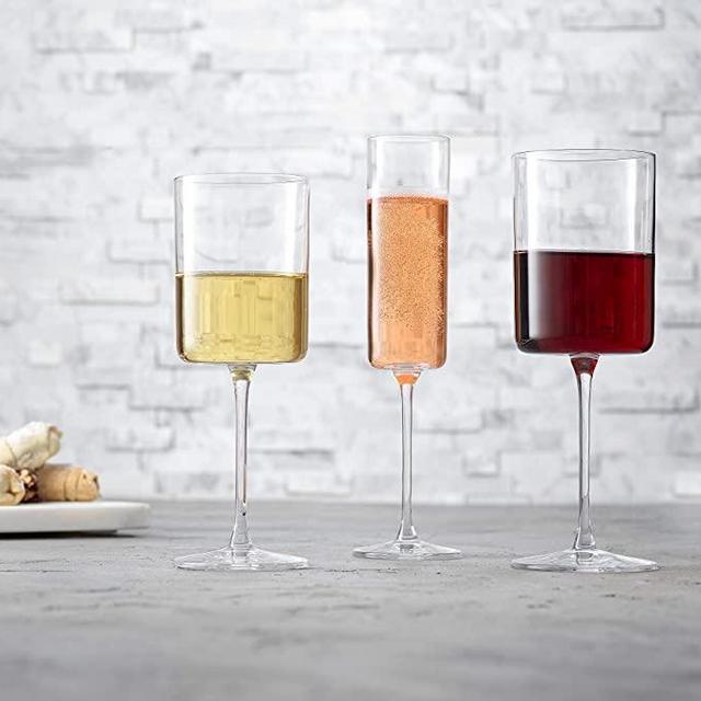 JoyJolt Wine Glasses – Claire Collection Set of 6 -Red Wine Glasses – 14-Ounce -White Wine Glasses – 11.4-Ounce - Champagne Glasses – 5.7-Ounce