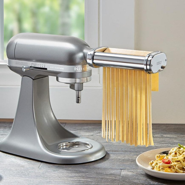 3 in 1 Pasta Attachment for KitchenAid Stand Mixer, All Metal Pasta Maker KitchenAid Attachment, Pasta Sheet Roller, Spaghetti Cutter, Fettuccine Cutter Maker Accessories and Cleaning Brush by Gvode