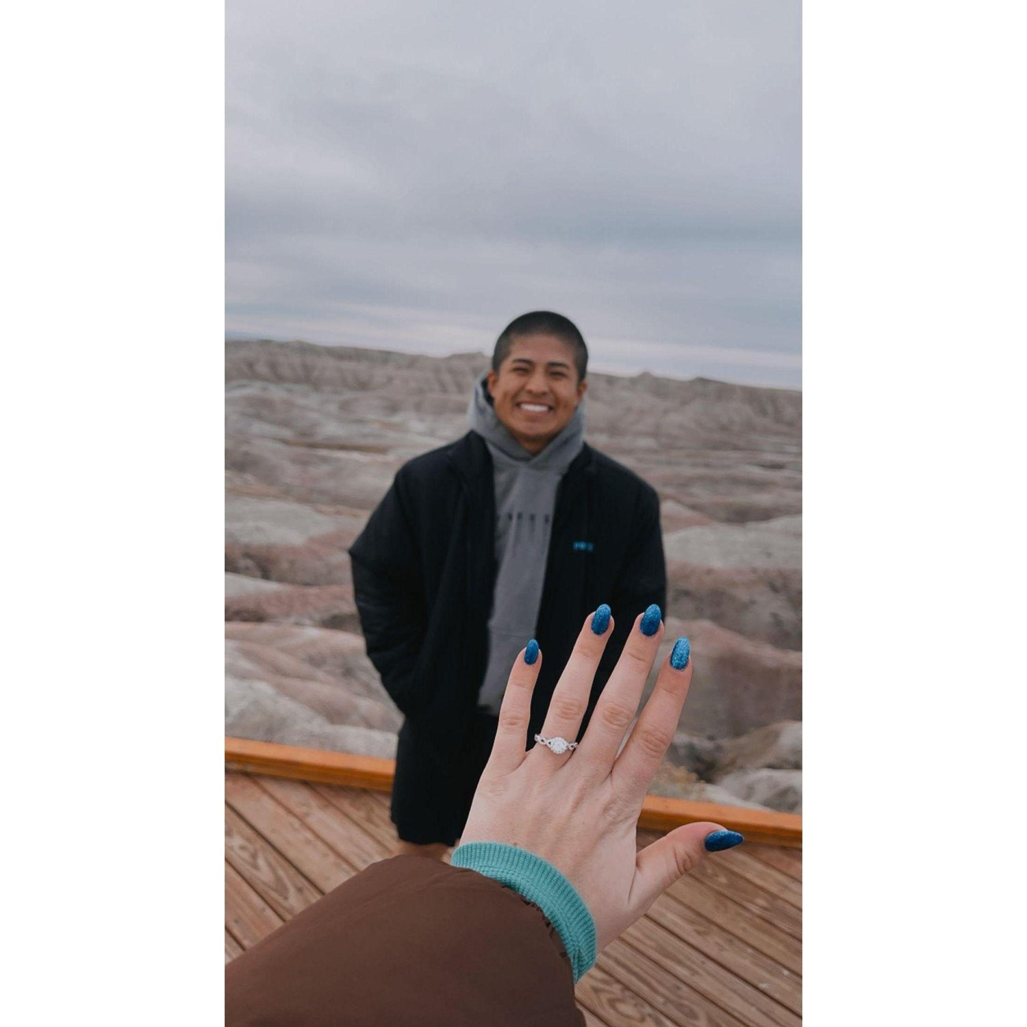 2023 - December 24th, Engagement Day!! Daniel proposed to Autie in the Badlands after a trip to the Black Hills together. It was just the two of us, and we wouldn't have wanted it any other way.