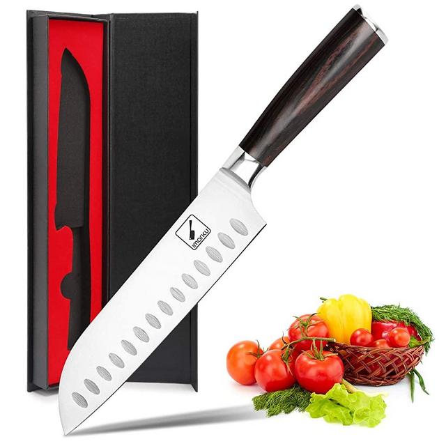Santoku Knife - imarku 7 inch Kitchen Knife Ultra Sharp Asian Knife Japanese Chef Knife - German HC Stainless Steel 7Cr17Mov - Full Tang Pakkawood Handle, Best Choice for Home Kitchen and Restaurant.