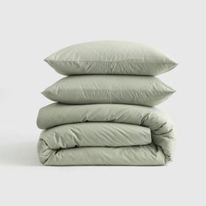 Classic Organic Percale Duvet Cover Set in Sage
