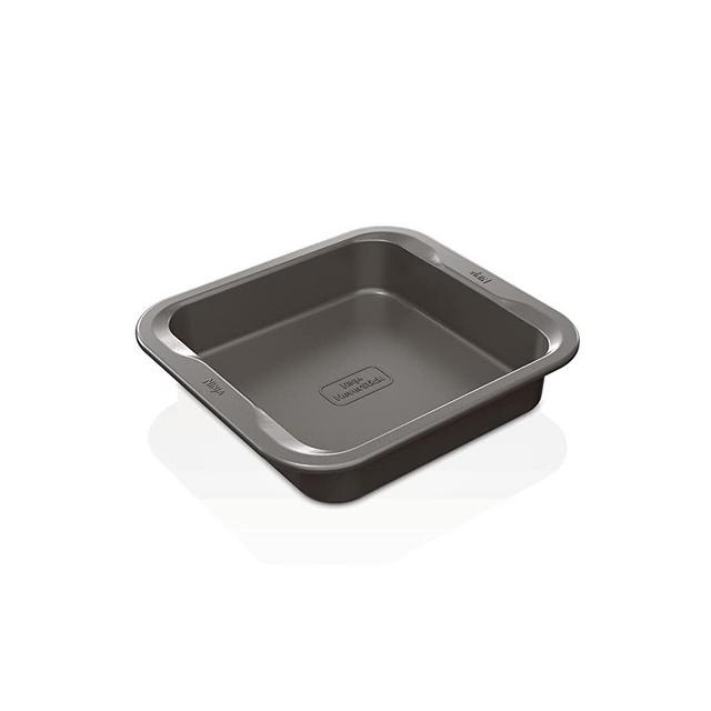 Ninja B30408 Foodi NeverStick Premium 8 inch Square Cake Pan, Nonstick, Oven Safe up to 500⁰F, Dishwasher Safe, Grey