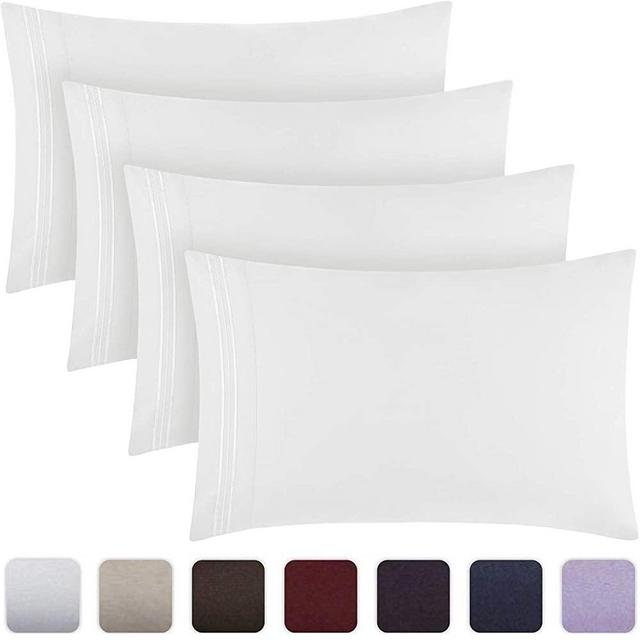 Mellanni White Pillow Cases Standard Size Set of 4 - Soft and Hypoallergenic Double Brushed Microfiber Pillowcases - Envelope Closure - Wrinkle, Fade, Stain Resistant (Set of 4 Standard Size, White)