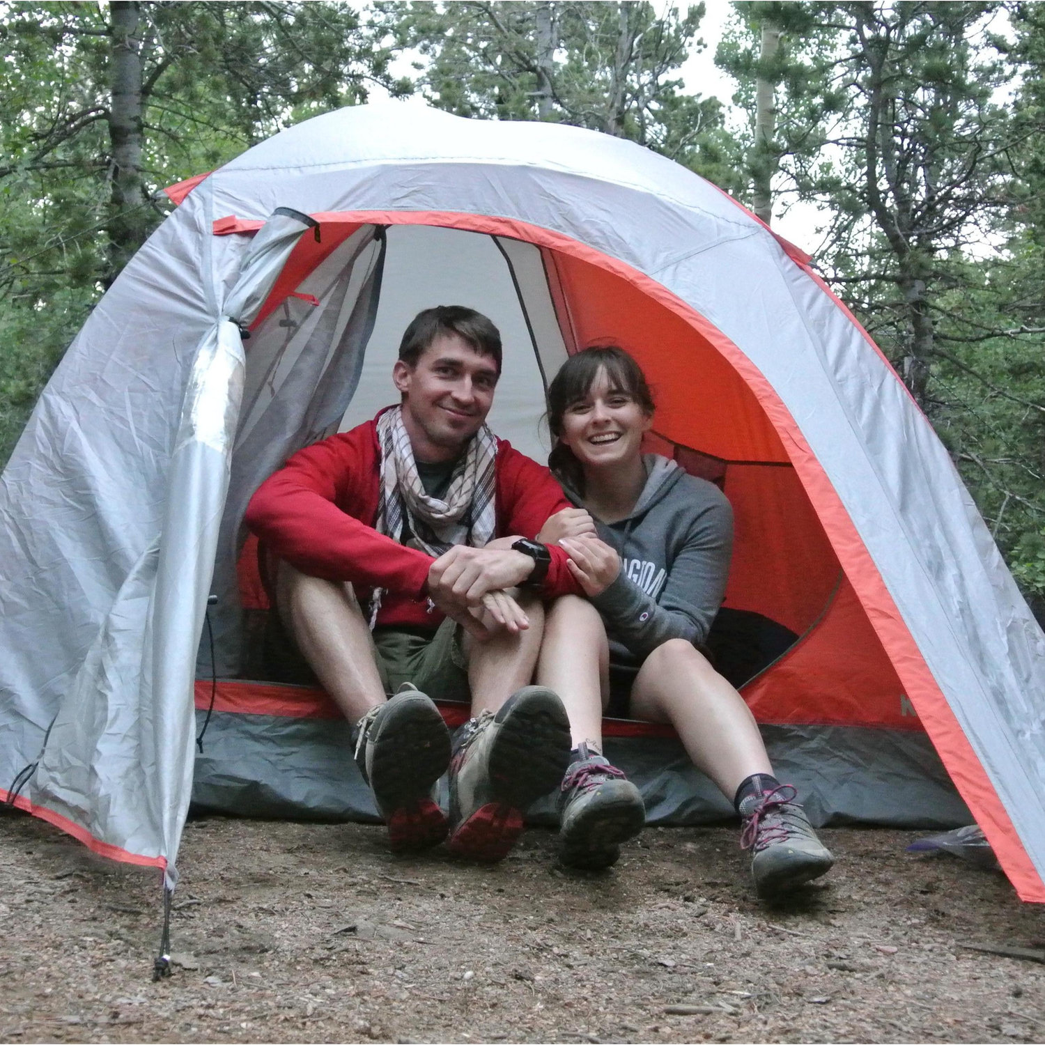Our first date, camping at Barr camp in the shadow of Pikes Peak.