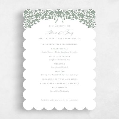 Green Scalloped Wedding Program - Tiglio