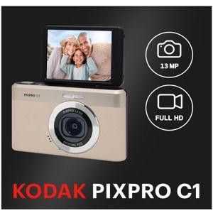 Kodak PIXPRO C1 Friendly Zoom Digital Camera - 13MP Compact Point and Shoot with 2.8” 180° Tilt LCD Flip Screen, Retro Vintage Design with 4X Zoom and 1080P Full HD Video for Travel, Vlogging, Tan