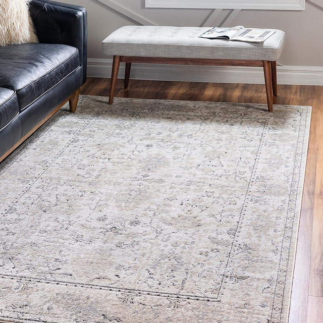 Rugs.com Oregon Collection Rug – 8' x 11' Ivory Low-Pile Rug Perfect for Living Rooms, Large Dining Rooms, Open Floorplans