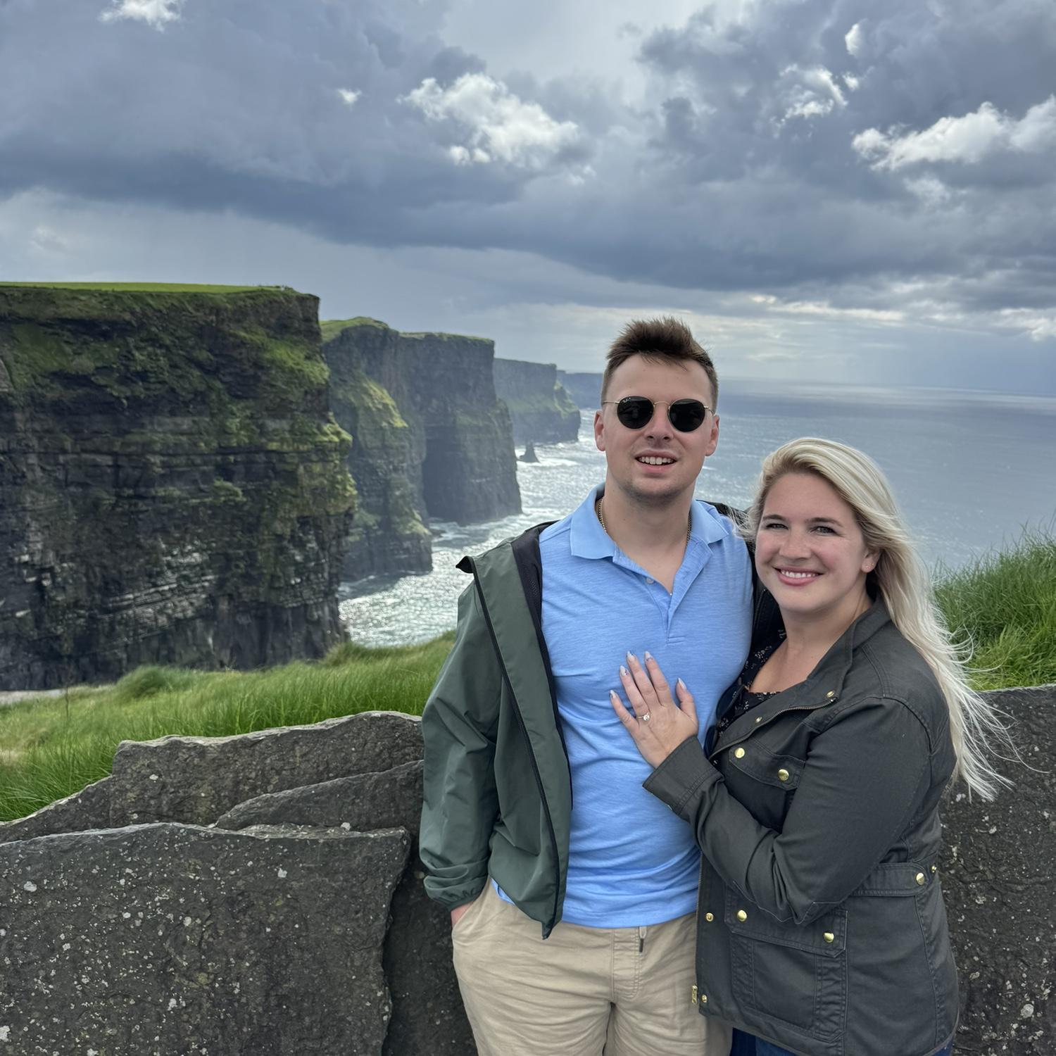 Our 2nd time at the Cliffs of Mohr. Still just as windy as the first time lol.