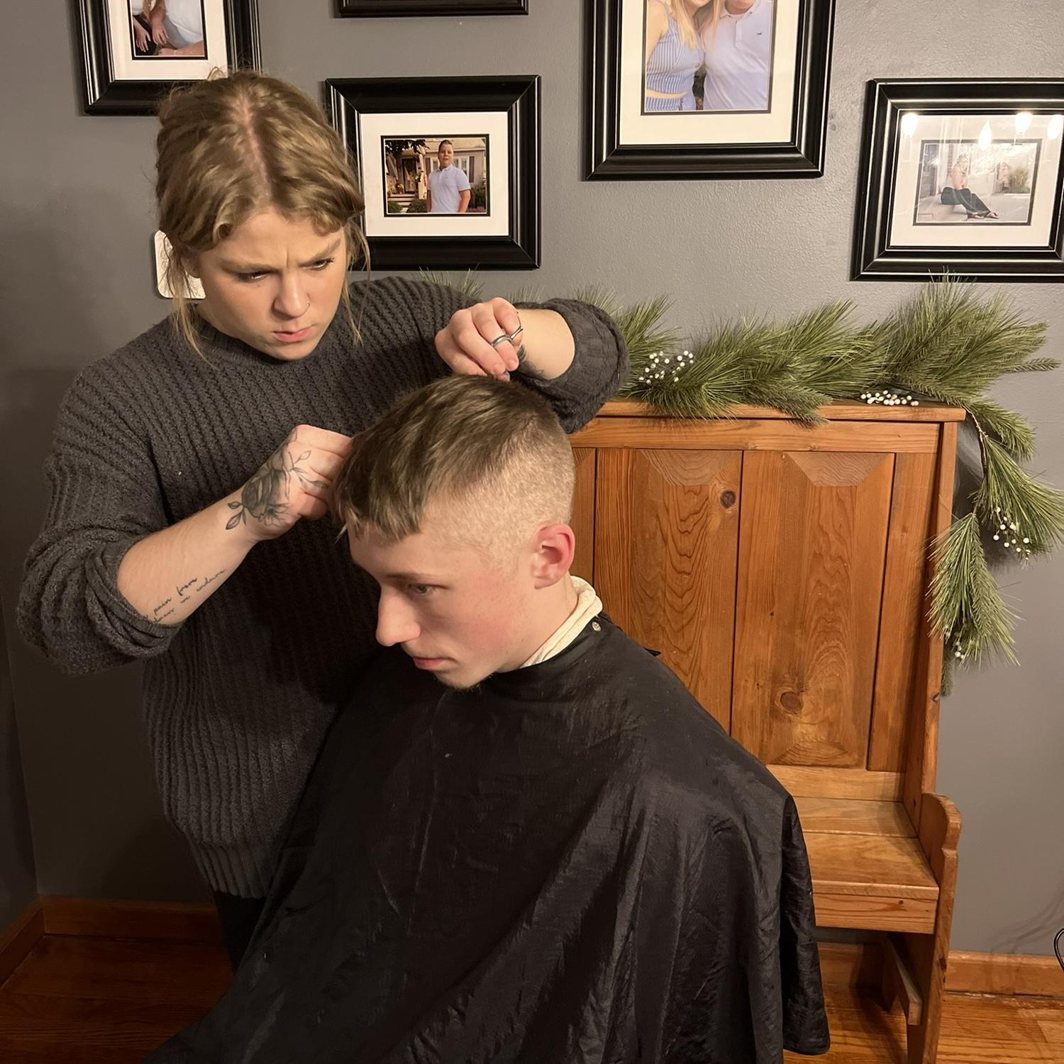 First Haircut Felicity ever gave Alex!