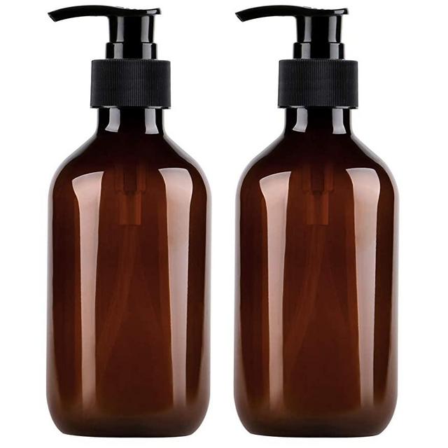 Pump Bottle, Yebeauty 2-Pack 10oz/300ml Empty Plastic Refillable Lotion Soap Shampoo Bottles Dispenser Containers with Pump Multipurpose for Cosmetic Kitchen Bathroom, Brown