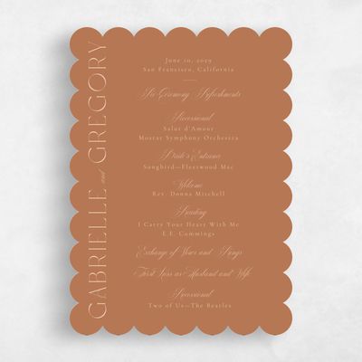 Orange Scalloped Wedding Program - Payton