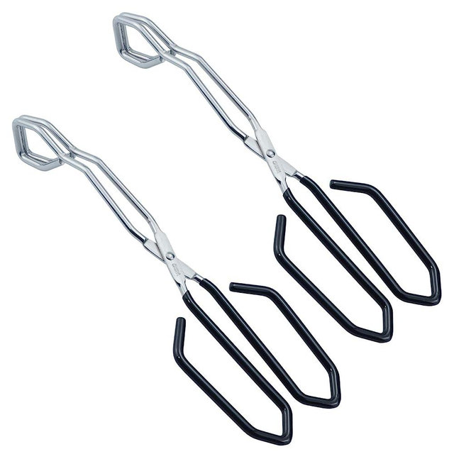 HINMAY Scissor Cooking Tongs 11-Inch Stainless Steel Wire Tongs Kitchen Scissor Tongs, Set of 2