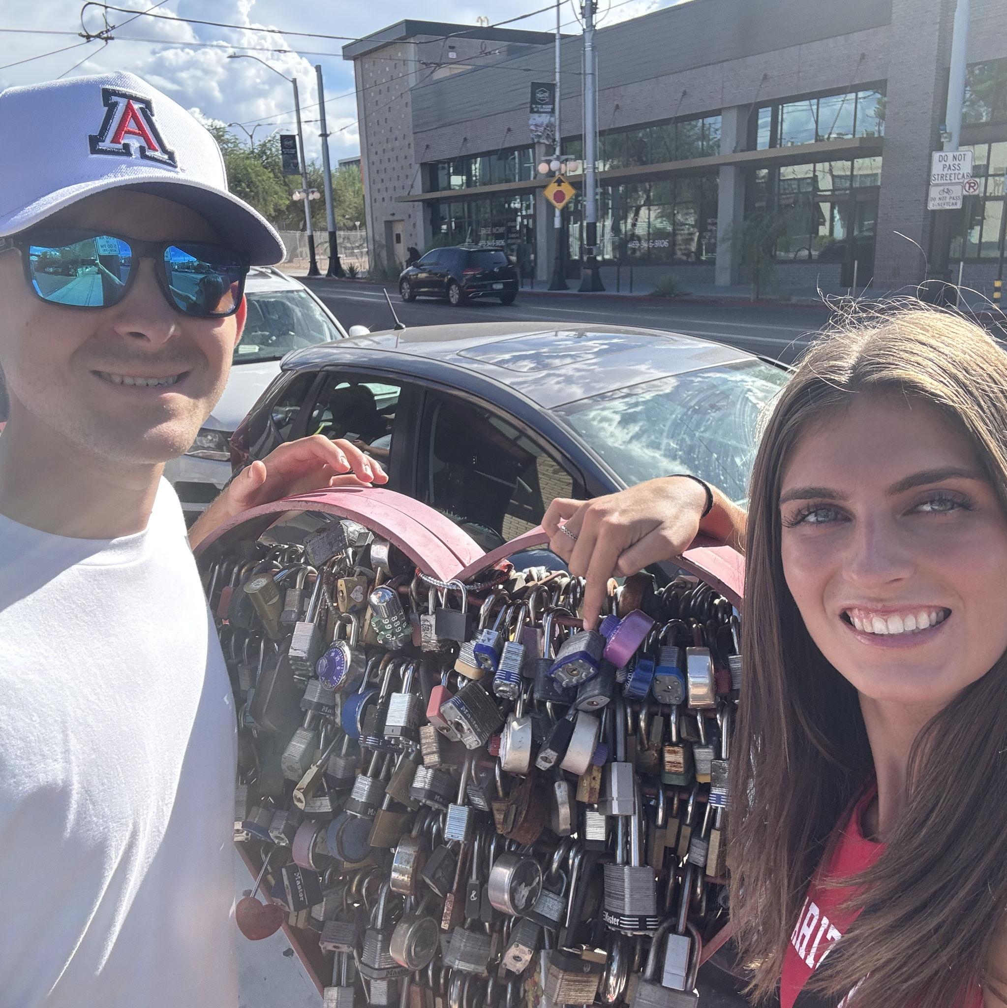September 2025: Visiting our Love lock in Tucson, Arizona- we added the lock our first year of long distance!
