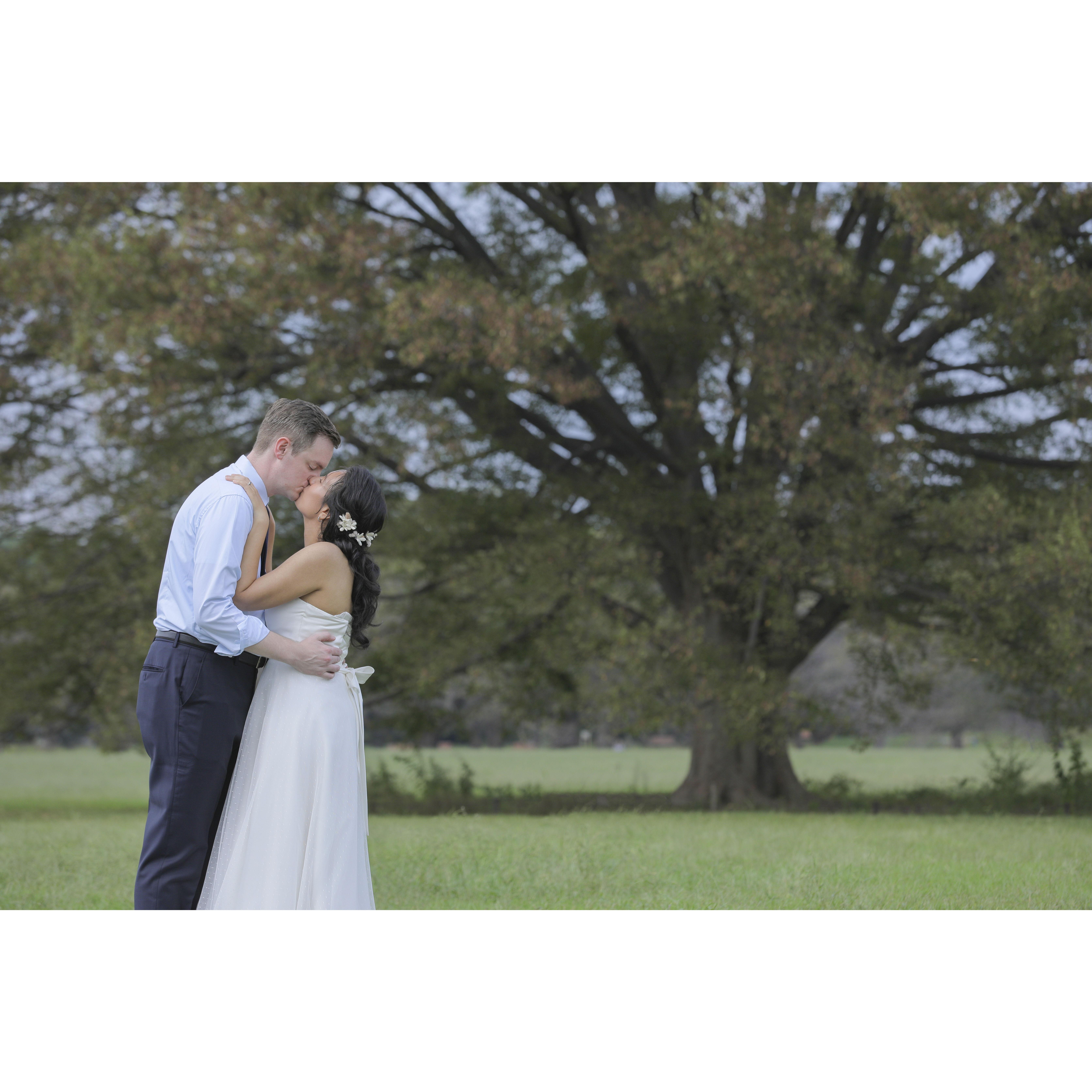 This kiss cleared out the park.