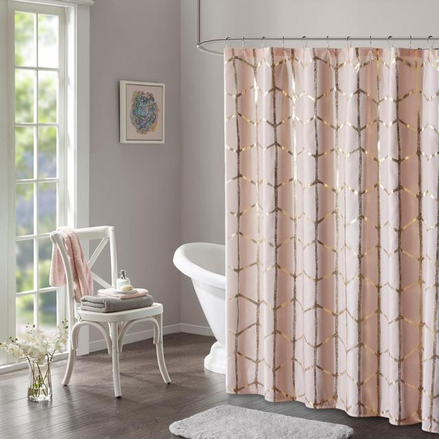 Shower Curtain Geometric Blushing