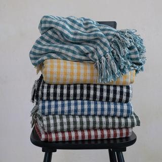 Woven Recycled Cotton Blend Gingham Throw Blanket