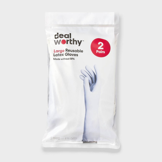 Reusable Latex Gloves - Large - 2ct - Dealworthy™