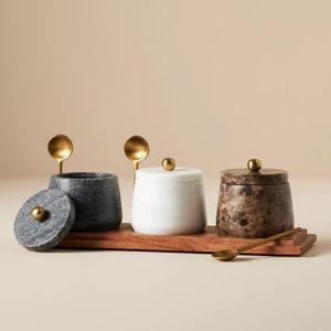Marble Condiment Set with Spoons