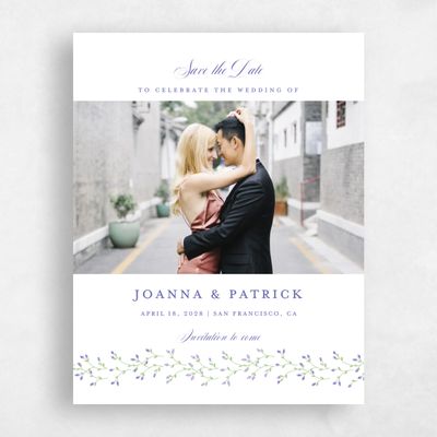 Periwinkle, Purple Wedding Save the Date - Ginevra Photo
