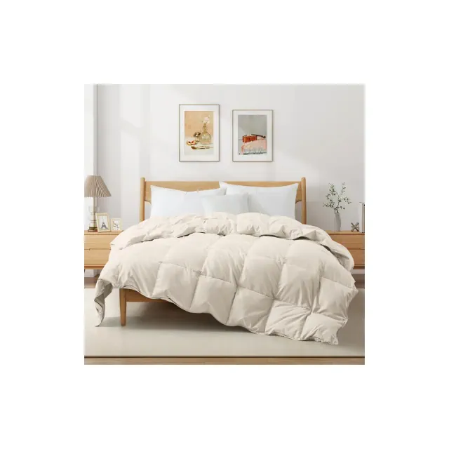 Peace Nest Lightweight White Goose Down Comforter Duvet Insert Soft 360 Thread Count Fabric, Cream, Full\Queen