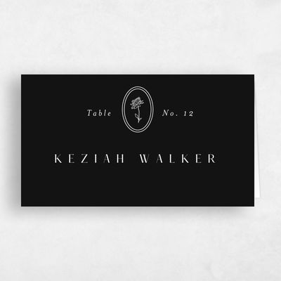 Black Wedding Place Card - Gemma