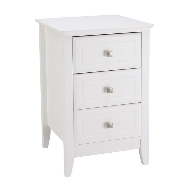 Bonnlo White Nightstand with 3 Drawers, Modern Night Stand for Bedroom with Metal Knobs, Wooden Bedside Table, White Side Table/Night Stand for Small Spaces, College Dorm, Kids’ Room, Living Room