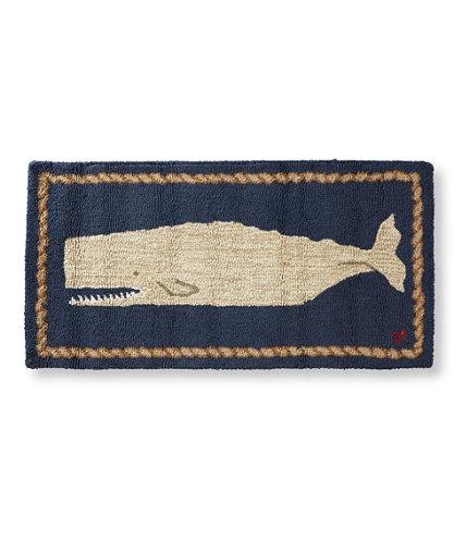 Wool Hooked Rug, White Whale 2' x 4'