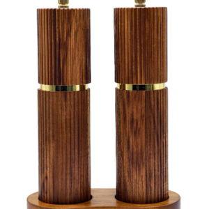 8 Inch Wooden Salt and Pepper Grinder Set, Adjustable Coarseness, Acacia Wood Pepper Mill Manual, Salt and Pepper Shakers Matching Wooden Tray, Multi Purpose Grinder