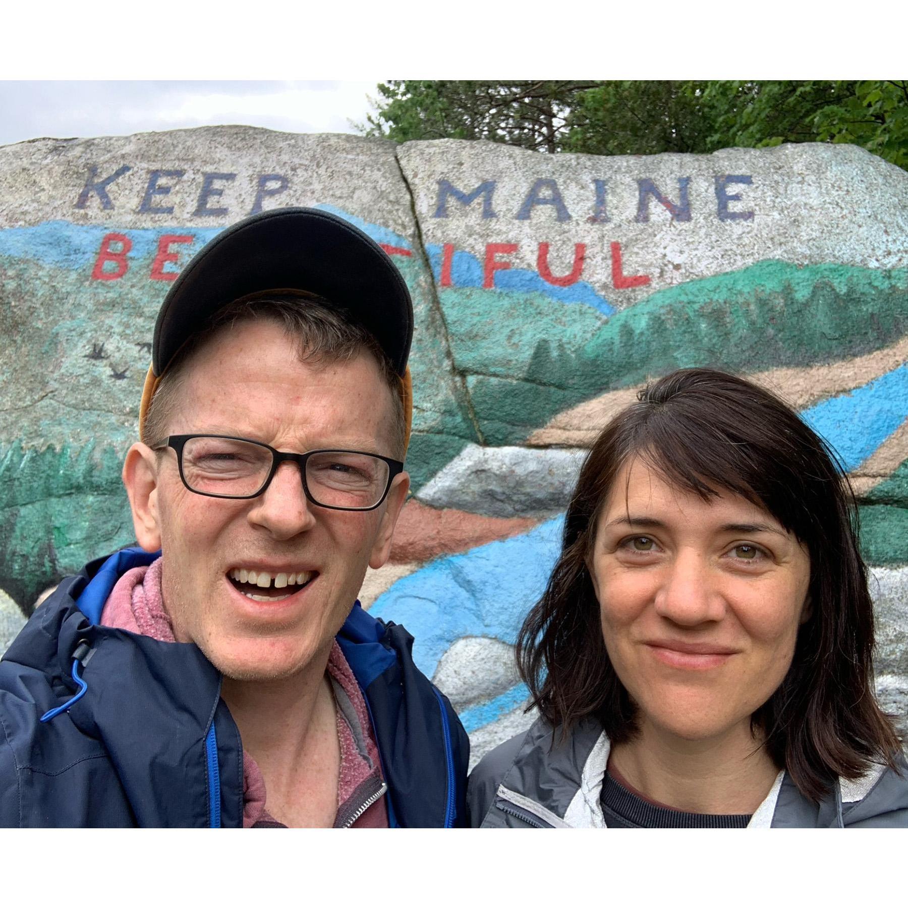 we hiked katahdin! Here we are at Pockwokamus Rock in Millinocket.
