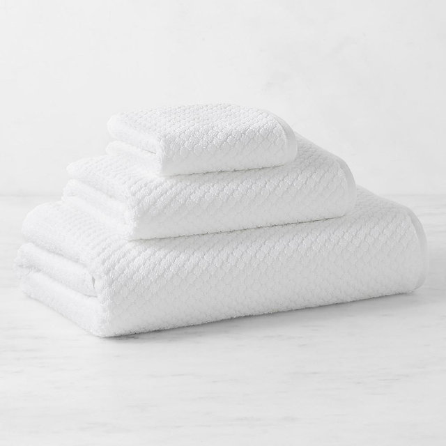 Textured Towel Collection, Hand Towel, White