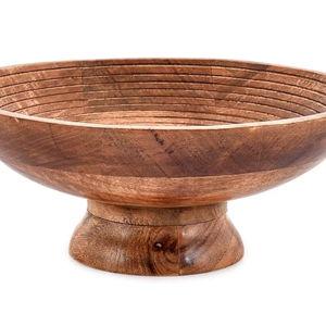NIRMAN FRUIT BOWL Mango Wood Round Shaped Serving Bowl For Fruit,Dessert Platter Tray Dish Kitchen Dining Fruit,Dessert,Snack (12" x 12" x 5")
