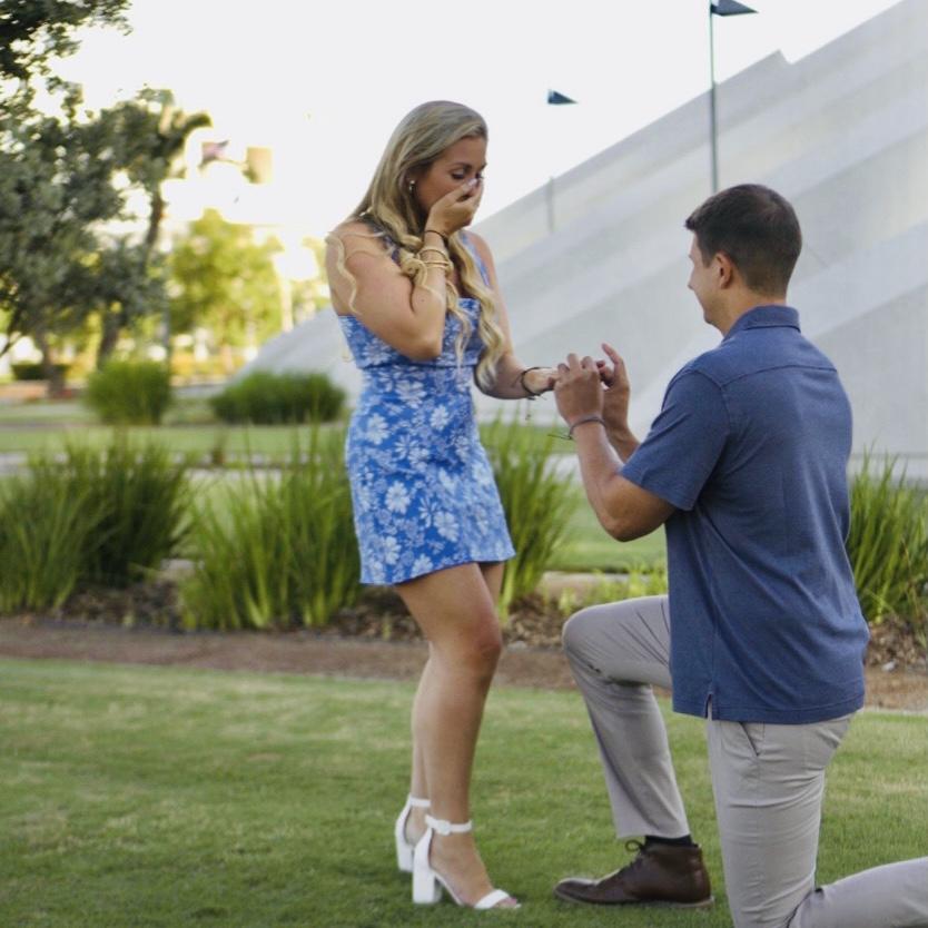 Surprise engagement! San Diego Convention Center Gardens.