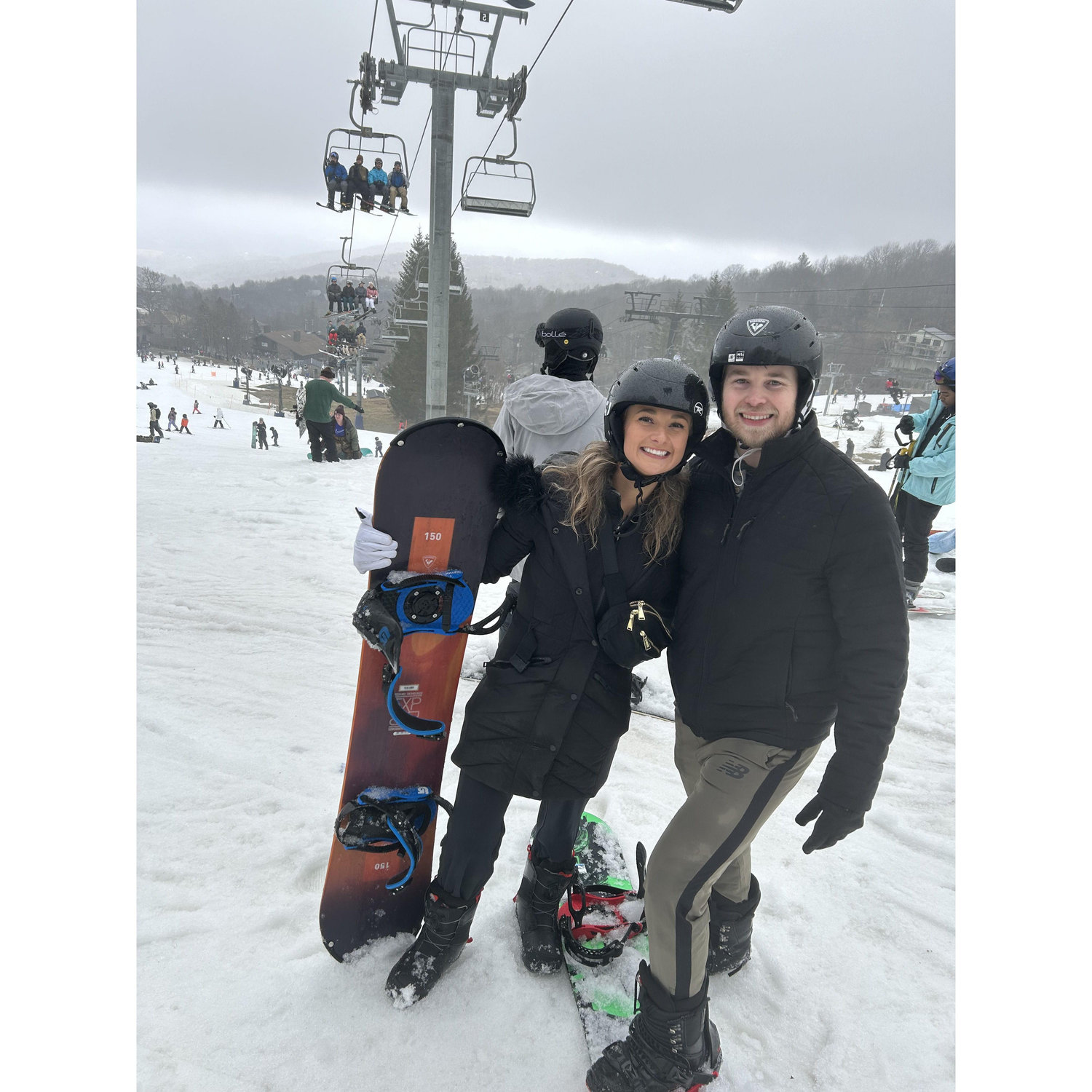 The first (and only) time Seth and Meghan went snowboarding.