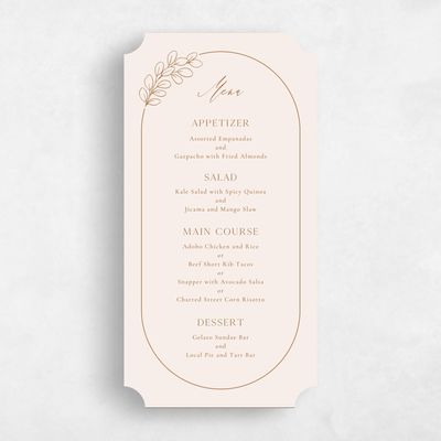 Beige Ticket Wedding Menu - Groveland