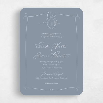 Blue Rounded Wedding Invitation - Lucille Classic