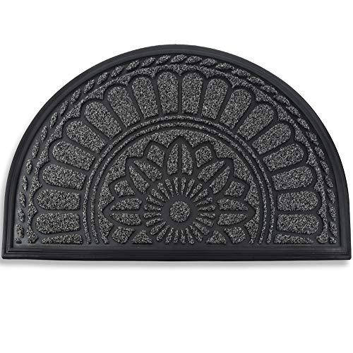 Mibao Half Round Door Mat, Non-Slip Welcome Entrance Way Rug, Durable Low-Profile Easy to Clean Front Outdoor Heavy Duty Doormat, 24" x 36", Coffee
