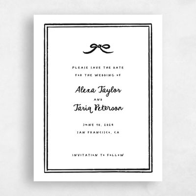 White Wedding Save the Date - Emelia Portrait
