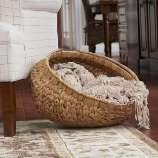 Round Woven Basket with Handles