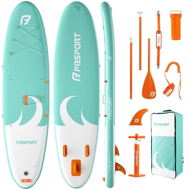FBSPORT 11' Premium Stand Up Paddle Board, Yoga Board with SUP Accessories & Carry Bag | Wide Stance, Surf Control, Non-Slip Deck, Leash, Paddle and Pump for Youth & Adult