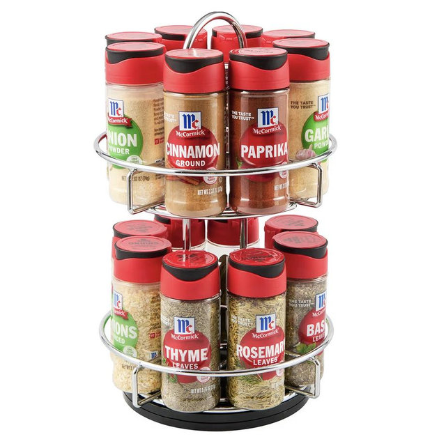 McCormick Spice Rack, Two Tier Chrome, Featuring 16 Herbs & Spices for Everyday Cooking, Great Gift for Housewarming, Wedding & Bridal Shower, 26.09 oz