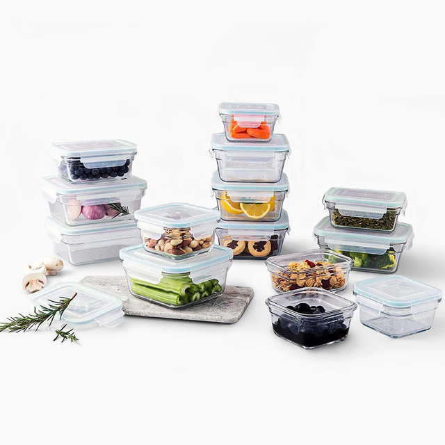 GLASSLOCK Air Tight Glass Lunch Container Glass Food Storage Set 24-Piece