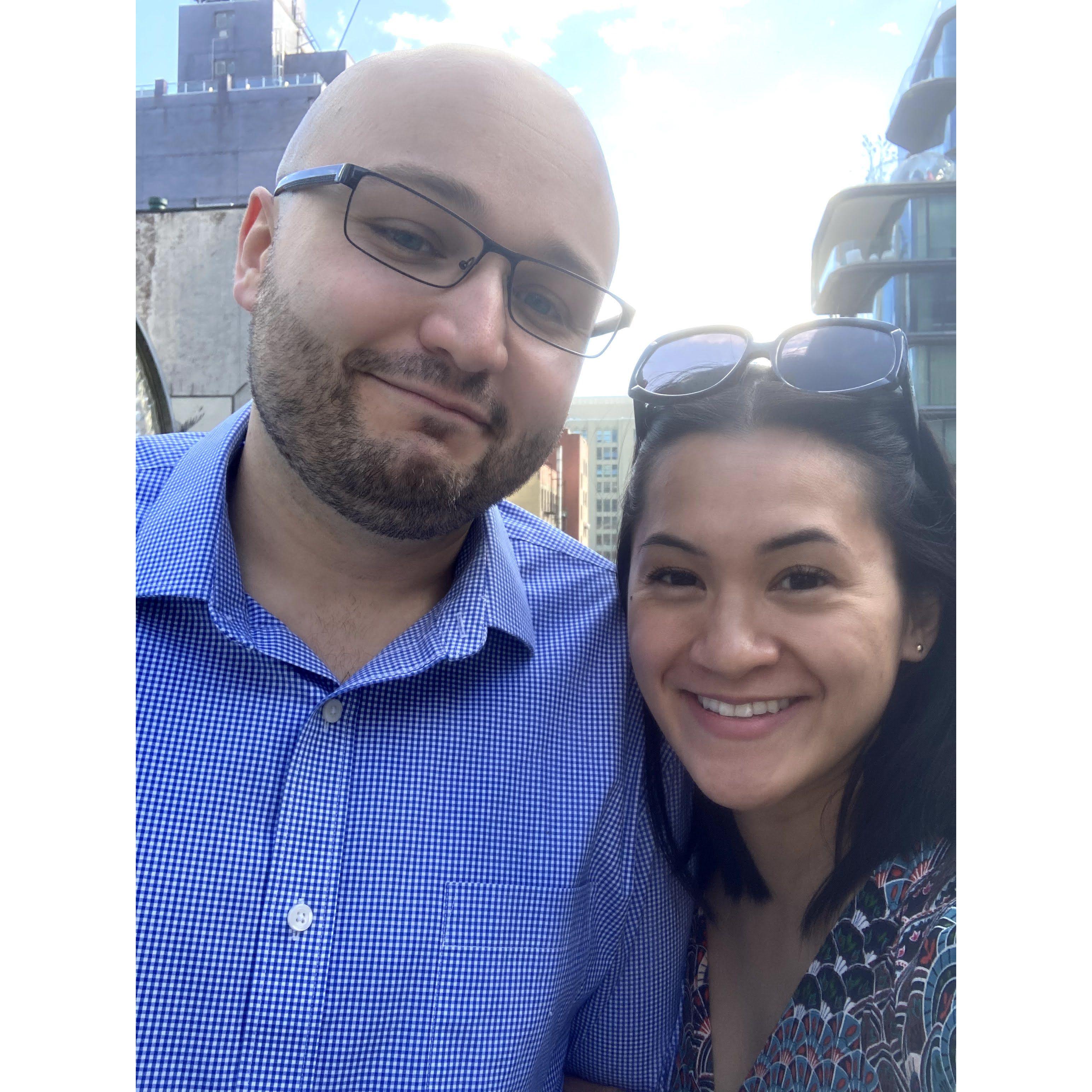 Hanging out in the city after our anniversary dinner