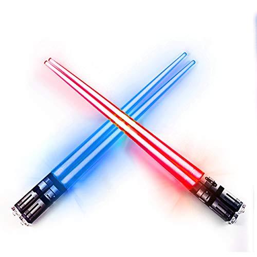 LIGHTSABER CHOPSTICKS LIGHT UP STAR WARS LED Glowing Light Saber Chop Sticks REUSABLE Sushi Lightup Sabers Red and Blue 2 Pairs