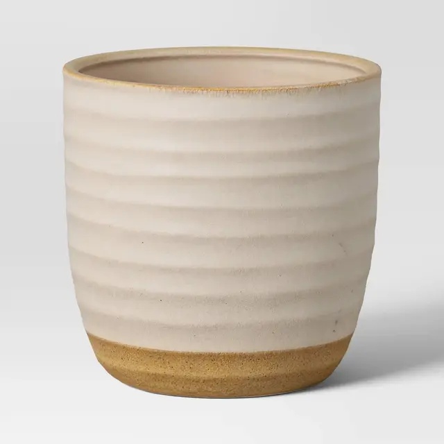 Split Glaze Ceramic Indoor Outdoor Planter Pot 8.15"x8.15" White - Threshold™