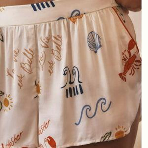 By Anthropologie Silky Patterned Pajama Shorts | Small