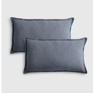 European Linen Flange Edge Pillow Cover (Set of 2) in Nightfall