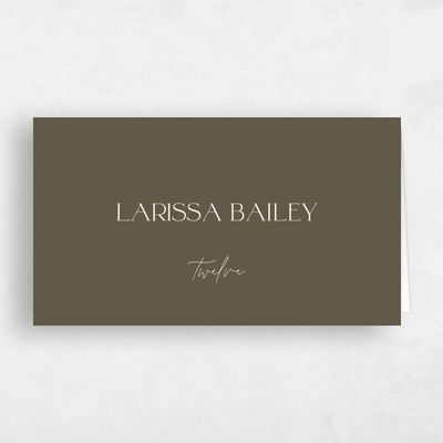 Dark Khaki, Green Wedding Place Card - Blonshine
