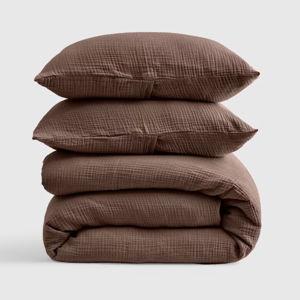 Quince | European Linen Cotton Stitch Quilt with Shams | Color: Espresso | Size: Full/Queen