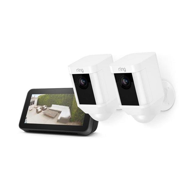 Spotlight Cam Battery 2-pack (White) with Echo Show 5 (2nd Gen)