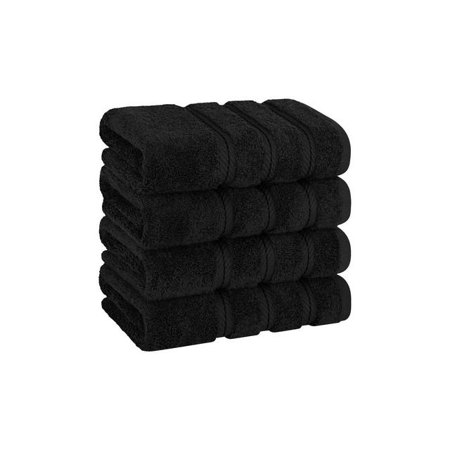 American Soft Linen 4 Pack Hand Towel Set, 100% Cotton, 16 inch by 28 inch, Hand Face Towels for Bathroom, Black